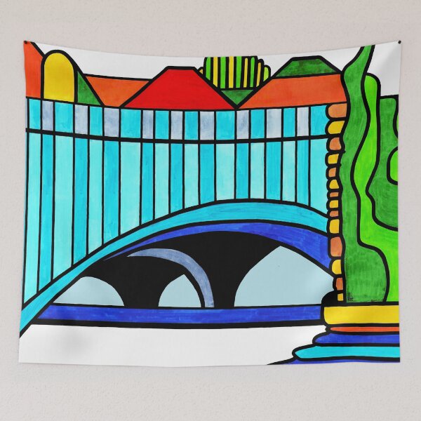 Item preview, 'Bridges Reflections' inspired by Van Gogh's 'The Seine with the Pont de la Grande Jatte' designed and sold by Lana Levi.
