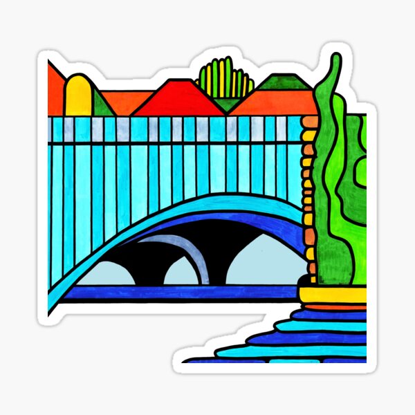 'Bridges Reflections' inspired by Van Gogh's 'The Seine with the Pont de la Grande Jatte' Sticker