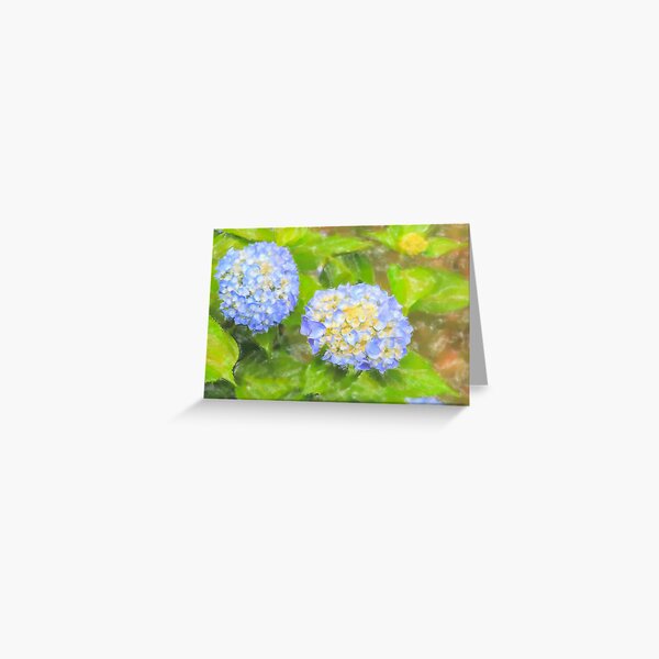 Blue Hydrangea Deux Watercolor Greeting Card