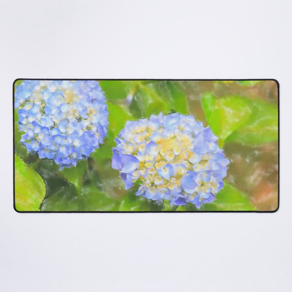 Blue Hydrangea Deux Watercolor Desk Mat