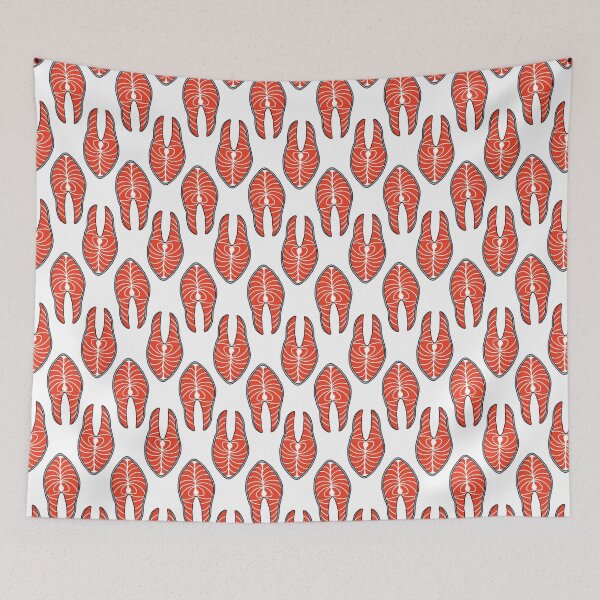 Item preview, salmon steak doodle pattern designed and sold by zizimentos.