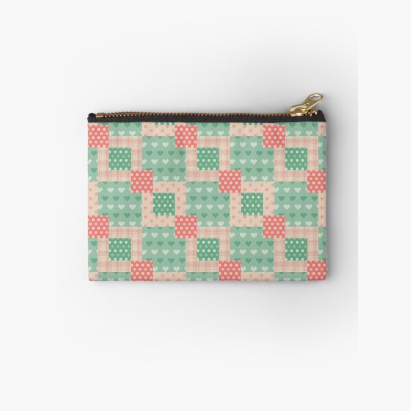 Item preview, Green and pink square patchwork pattern designed and sold by FunnyChameleon.