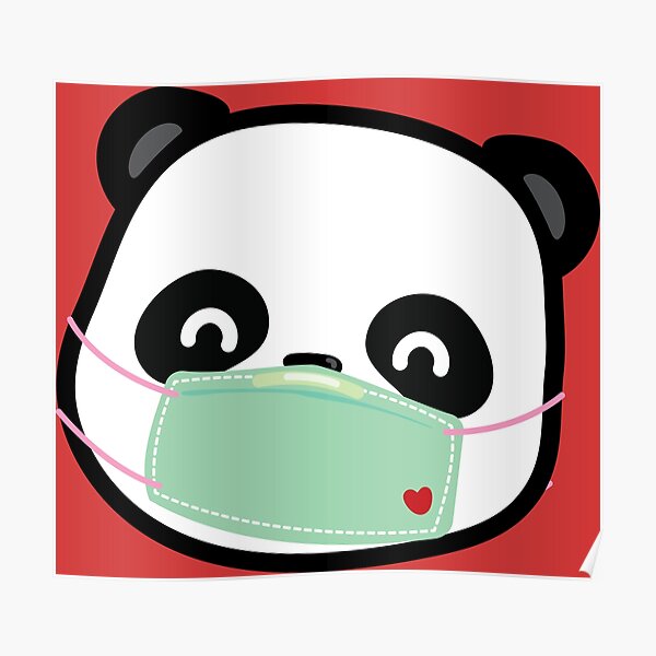 "Cute cartoon Panda head with face mask" Poster for Sale by Somdul