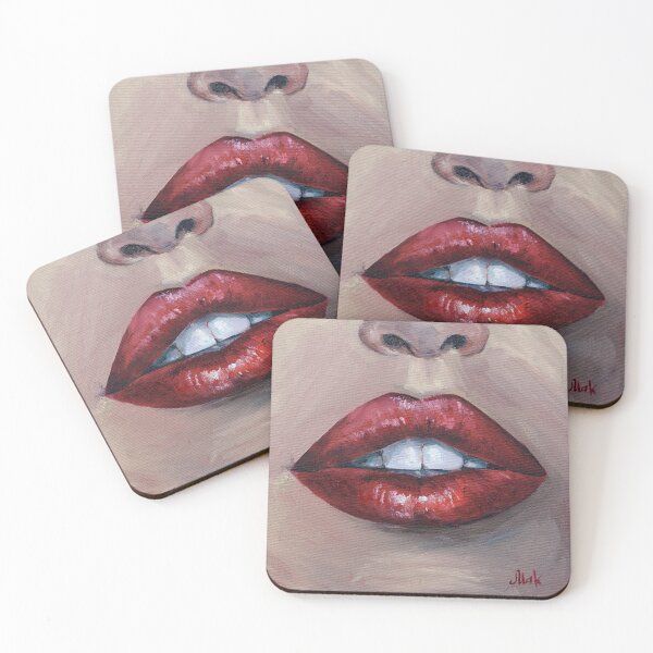 Item preview, Red Woman Lips Oil Painting Print designed and sold by NatalyMak.