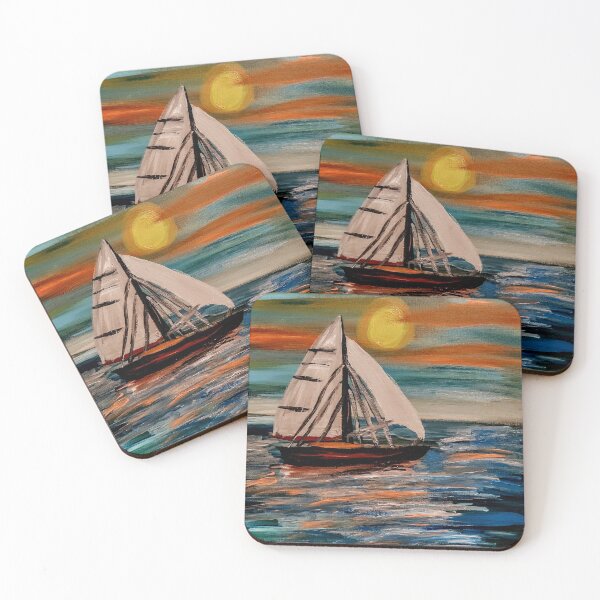 Item preview, Sailing ship in the open ocean at sunset designed and sold by kkartwork.