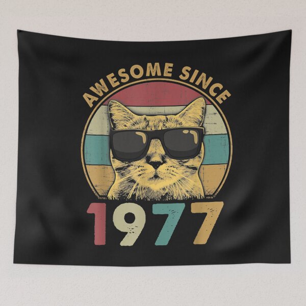 Item preview, 45th Bday Vintage Cat 45 Years Funny Awesome Since 1977 T-Shirt designed and sold by Kellner-Platt.