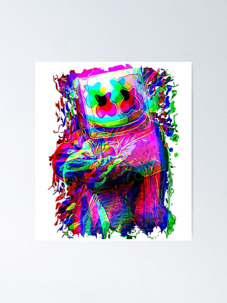 "Marshmello Neon Color glitch Water Bottle" Poster for Sale by