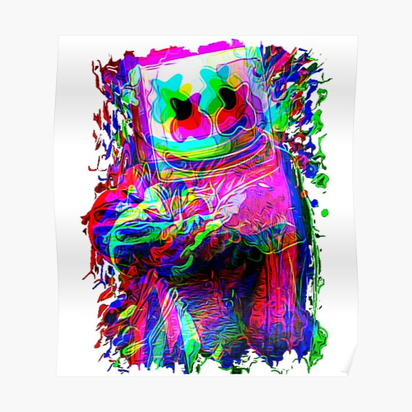 "Marshmello Neon Color glitch Water Bottle" Poster for Sale by