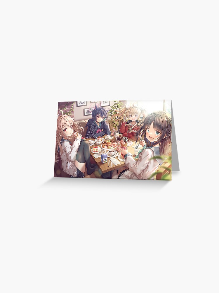 Cute anime girls eating sweets" Greeting Card for Sale by LokShyu |  Redbubble