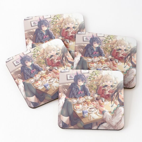 Item preview, Cute anime girls eating sweets designed and sold by LokShyu.