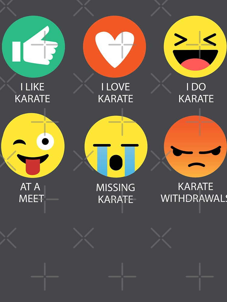 "I Like Karate I Love Karate Emoji Emoticon Graphic Tee Shirt Funny