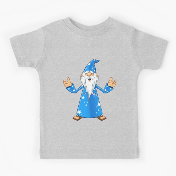 Blue Old Wizard Looking Confused Kids T-Shirt