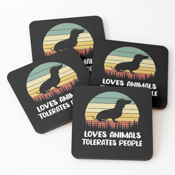 Item preview, Loves Animals Tolerates People - Retro Dachshund Sunset Design - Animal Lover designed and sold by 5lav.
