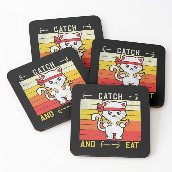 Item preview, cat catch and eat-funny animals typography designed and sold by Hartics.