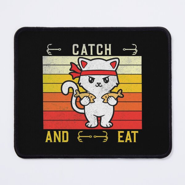 Item preview, cat catch and eat-funny animals typography designed and sold by Hartics.