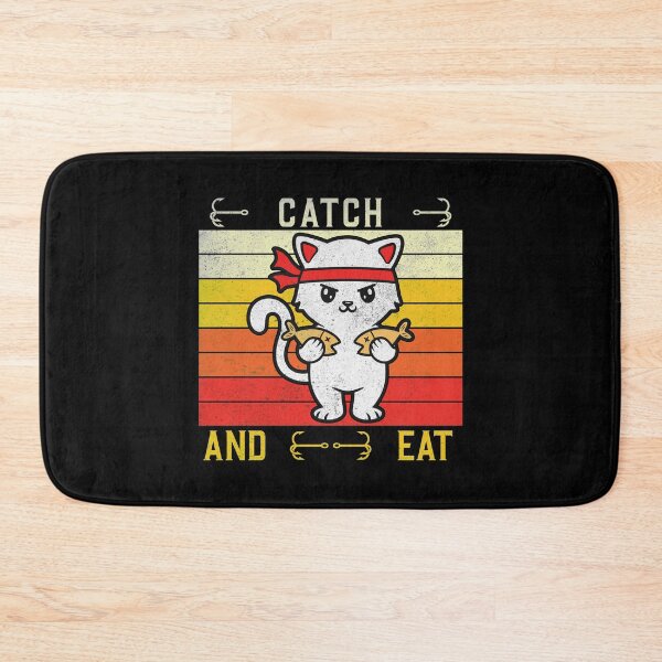 Item preview, cat catch and eat-funny animals typography designed and sold by Hartics.