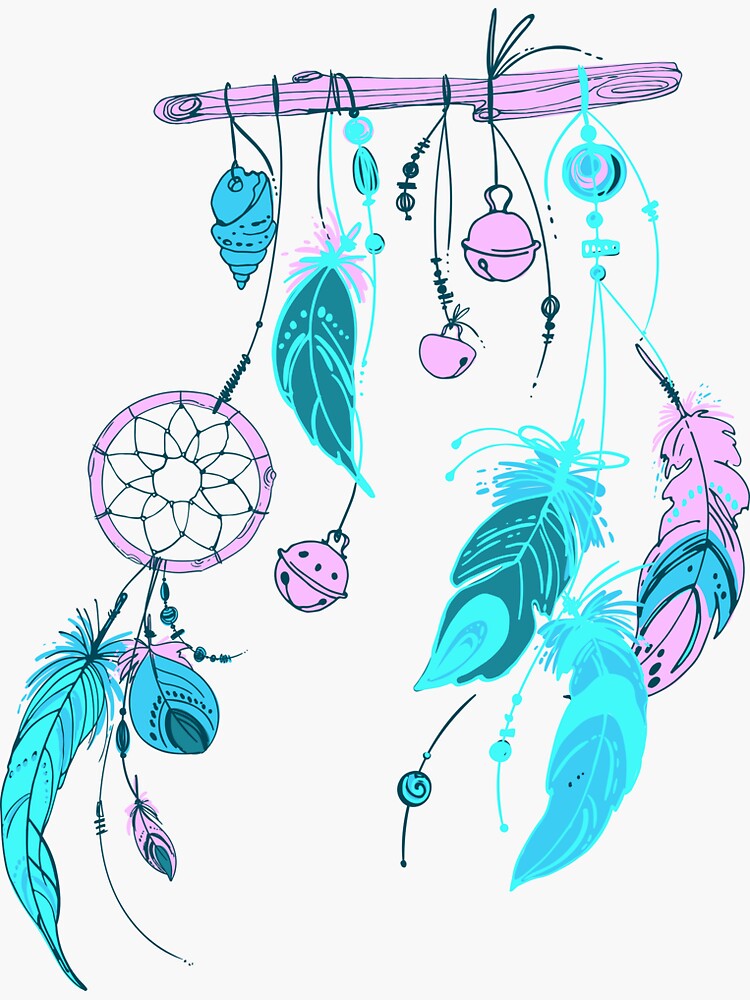 Dreamcatcher Indian Ethnic Feather Ornament. Vector Flat Line