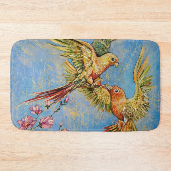Item preview, Birds in Love Painting Magnolia Spring Blossom Yellow Parrots  designed and sold by NinoPonditerra.