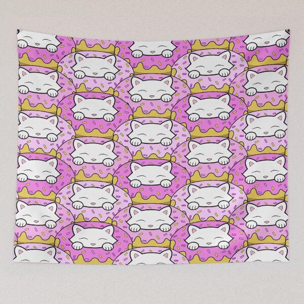 Item preview, Cats eating pink donuts pattern designed and sold by Purr95.