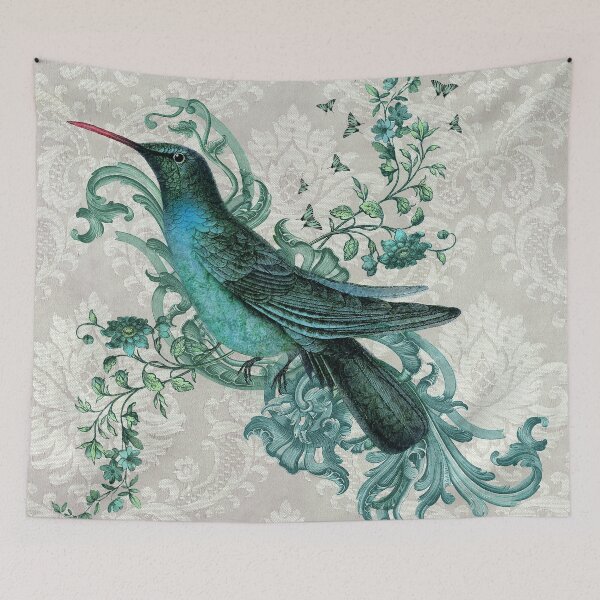 Item preview, Ornate hummingbird on vintage wallpaper  designed and sold by marionmccdesign.