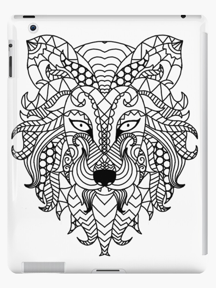 Download Adult Coloring Book Inspired Lion Ipad Case Skin By Infinitie Redbubble