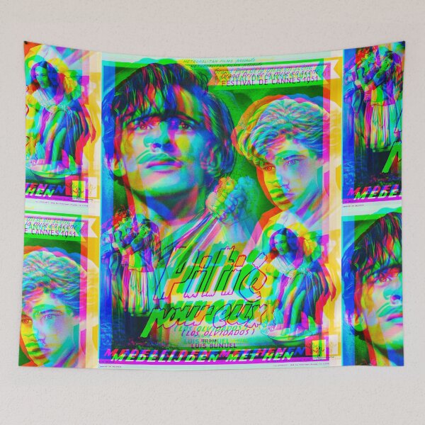 Item preview, Vintage Mexican Cinema Icons Los Olvidados Cartel belga Restaurado Glitch Version designed and sold by chilangopride.