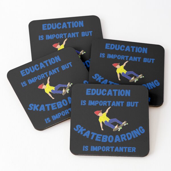 Item preview, Education Is Important But Skateboarding Is Importanter Skater Boy In Black designed and sold by LuckyKermit.