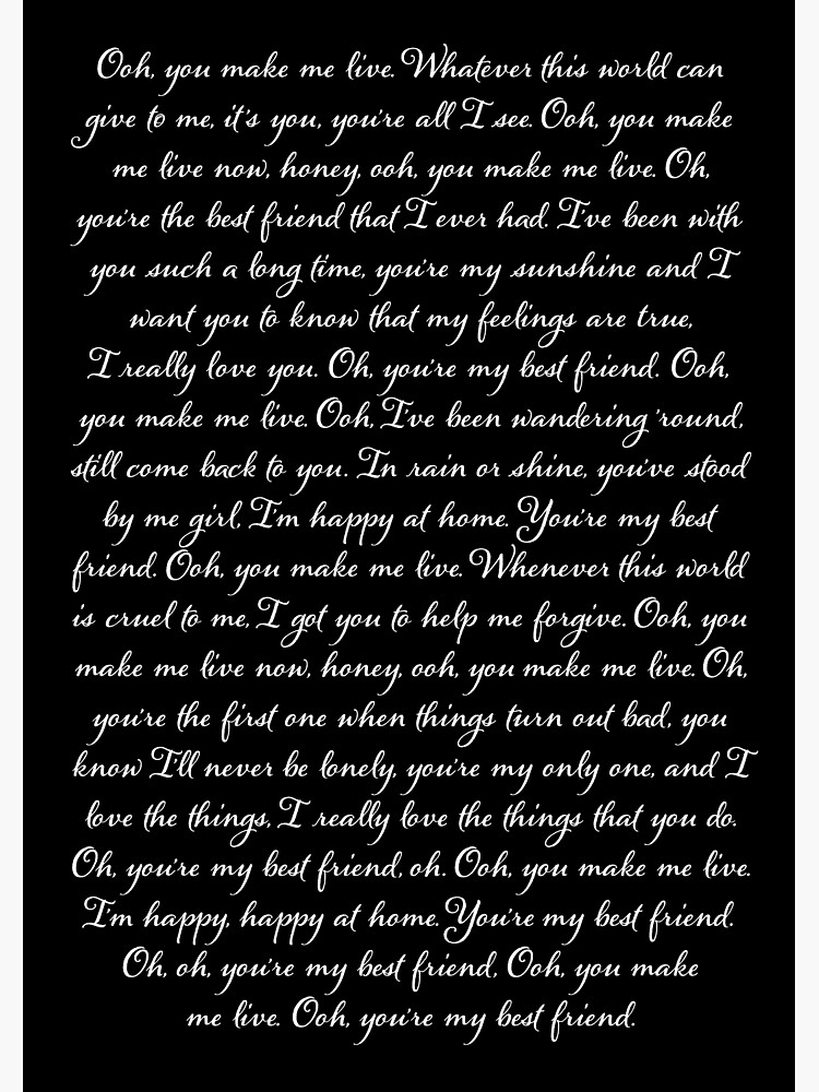 You're My Best Friend - Queen (lyrics) v.1 | Art Board Print