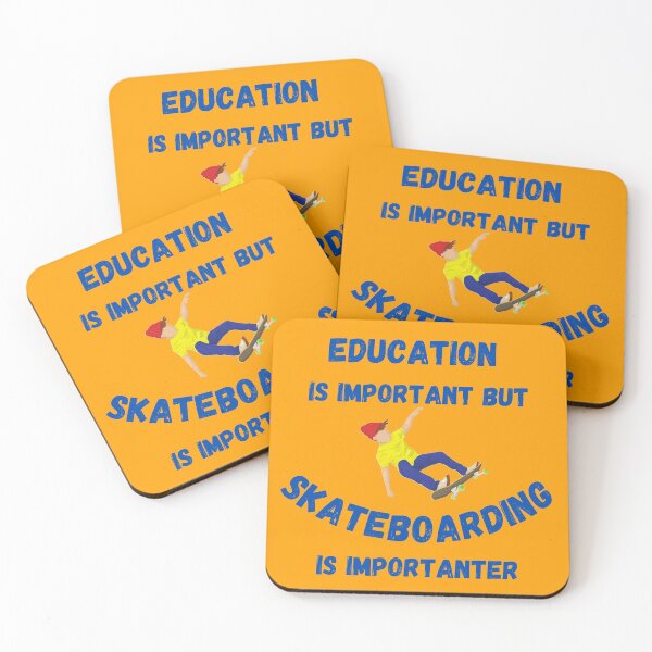 Item preview, Education Is Important But Skateboarding Is Importanter Skater Boy In Orange designed and sold by LuckyKermit.