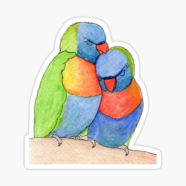 Item preview, Rainbow Lorrikeet Love Birds designed and sold by Art by Kathleen Stuart.