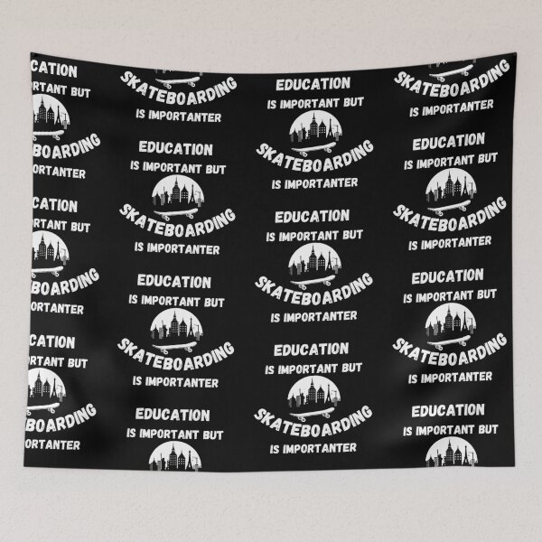 Item preview, Education Is Important But Skateboarding Is Importanter City View In Black designed and sold by LuckyKermit.