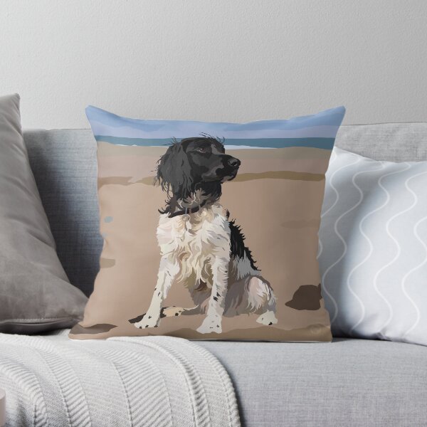 A day on the beach as a dog Throw Pillow