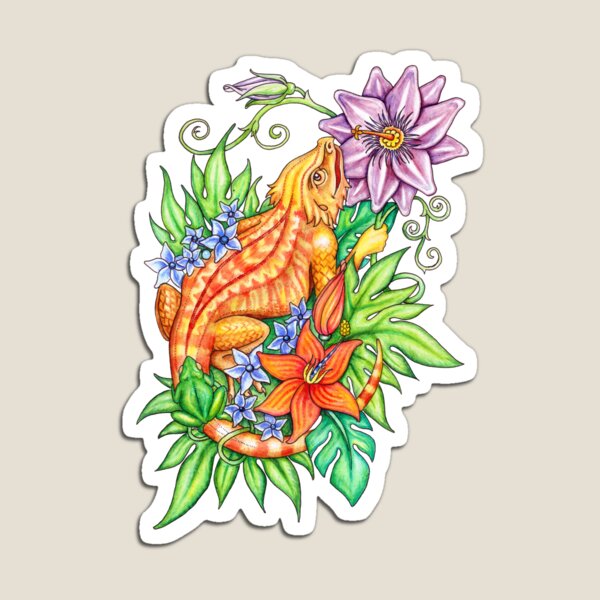 Bearded dragon in flowers Magnet