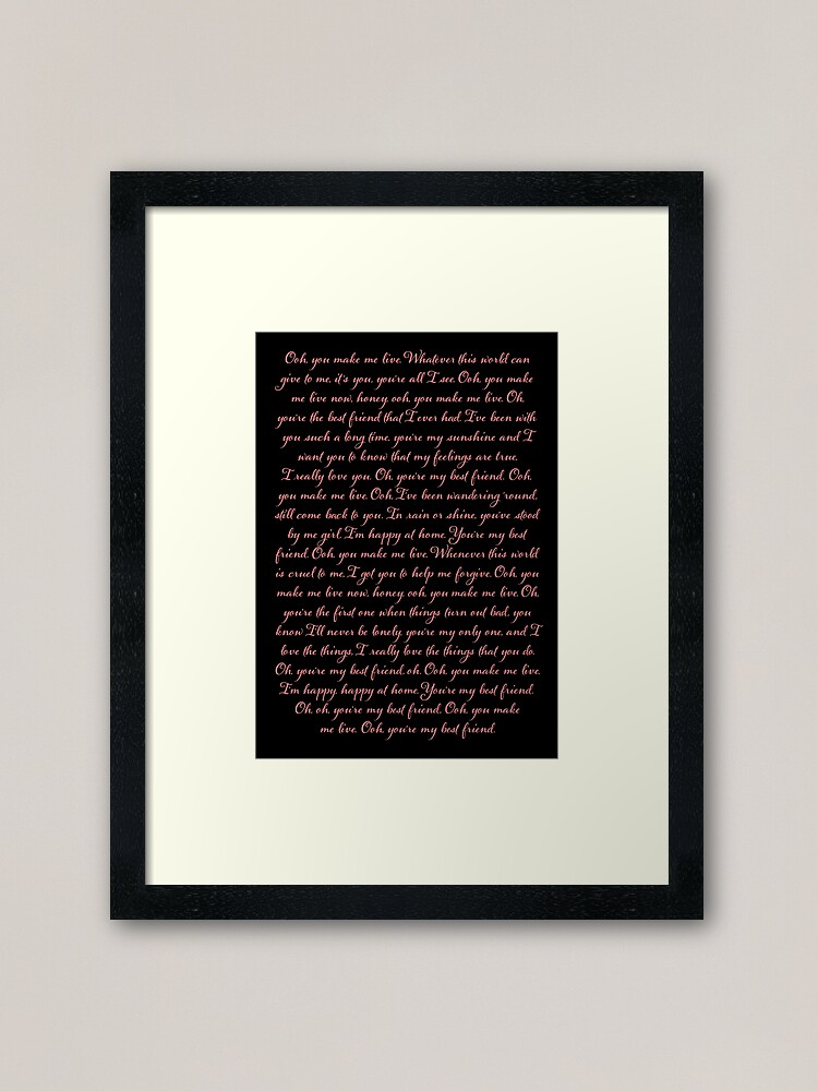 You're My Best Friend - Queen (lyrics) v.2 | Framed Art Print