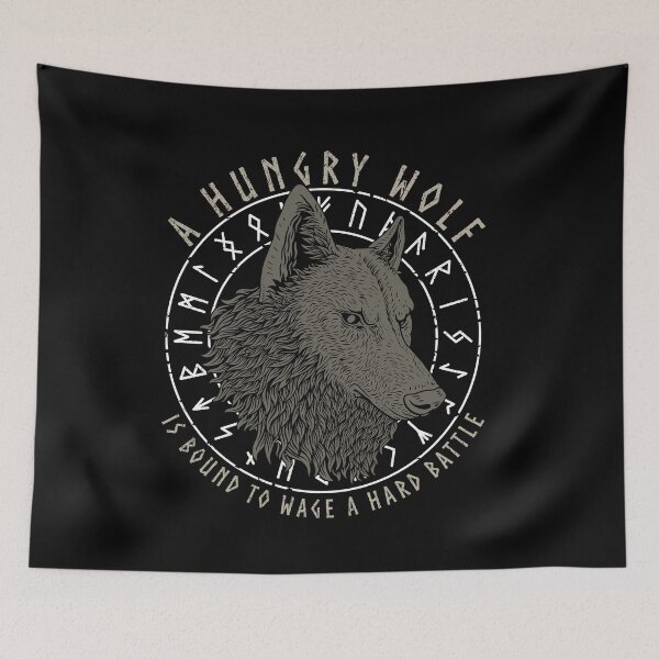 Item preview, A Hungry Wolf is Bound to Wage a Hard Battle, Norse Viking Proverb, Laxdaela Saga, Viking Gift designed and sold by Proverbial Wisdom Design.