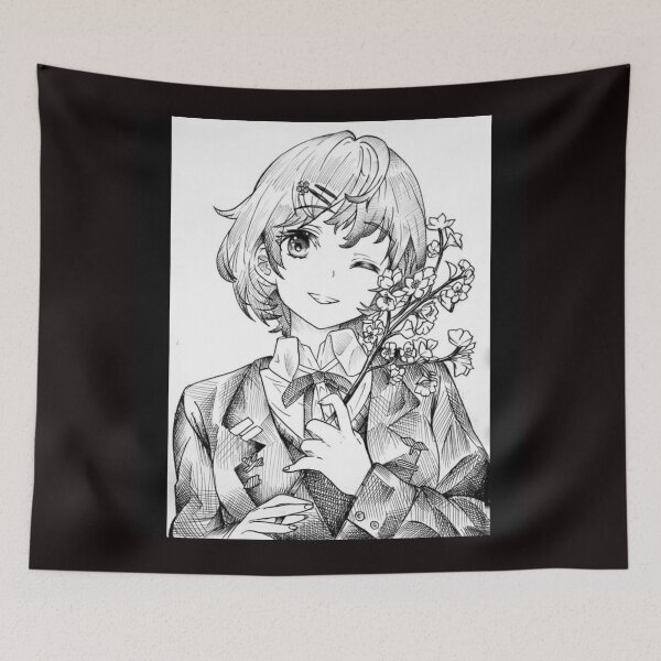 Item preview, cute anime girl holding flowers designed and sold by XJESHX.