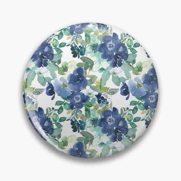 Item preview, Patrón floral de acuarela de menta azul marino designed and sold by tsuttles.