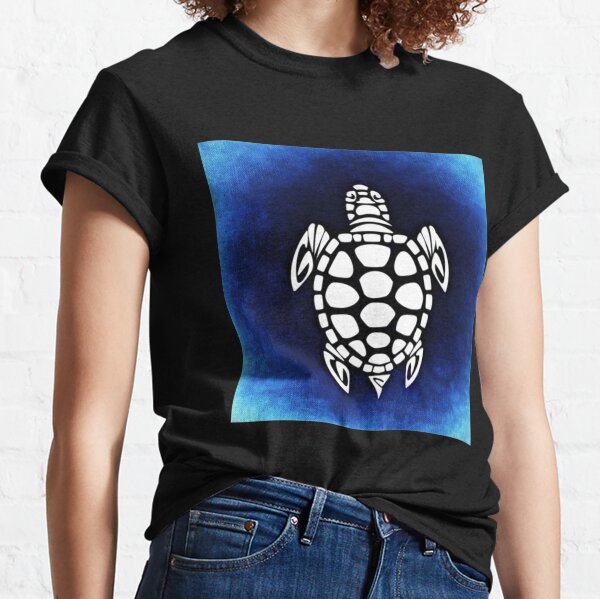 Sea Blue Turtle Abstract Long Classic T-Shirt