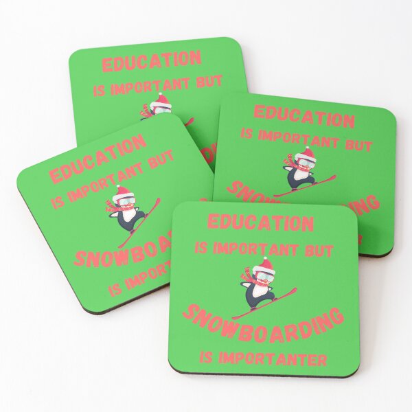Item preview, Education Is Important But Snowboarding Is Importanter Penguin Snowboarder In Green designed and sold by LuckyKermit.