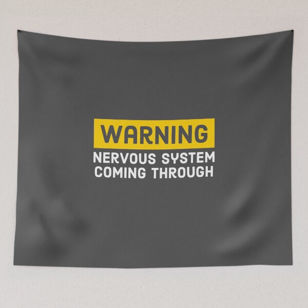 Item preview, funny nervous system warning, stressed person design designed and sold by Theleochick.