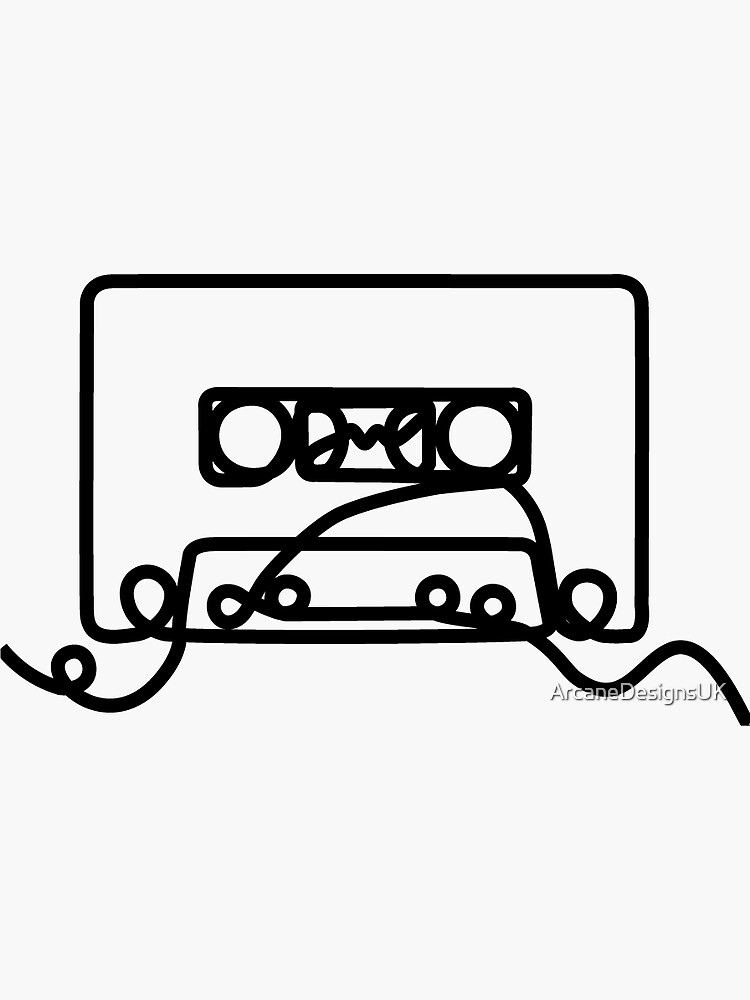 "Cassette Tape Line Art" Sticker for Sale by ArcaneDesignsUK Redbubble