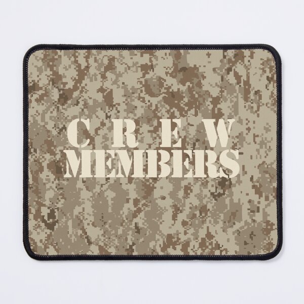 Item preview, NWU type II AOR-1, desert digital camouflage pattern swatch. US. Marines, US.Navy text: CREW MEMBERS typographic designed and sold by NineJuly.