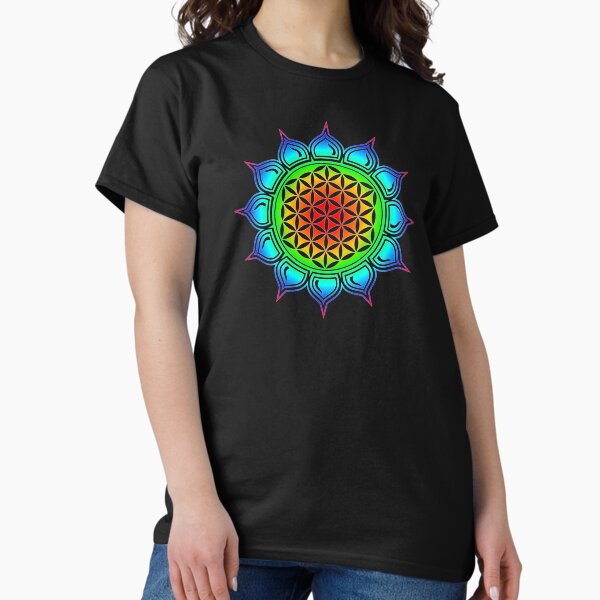 Aperçu de l'œuvre Fleur de vie - Chakra du cœur Lotus, Arc-en-ciel, Géométrie sacrée, Harmonie et équilibre créée et vendue par nitty-gritty.
