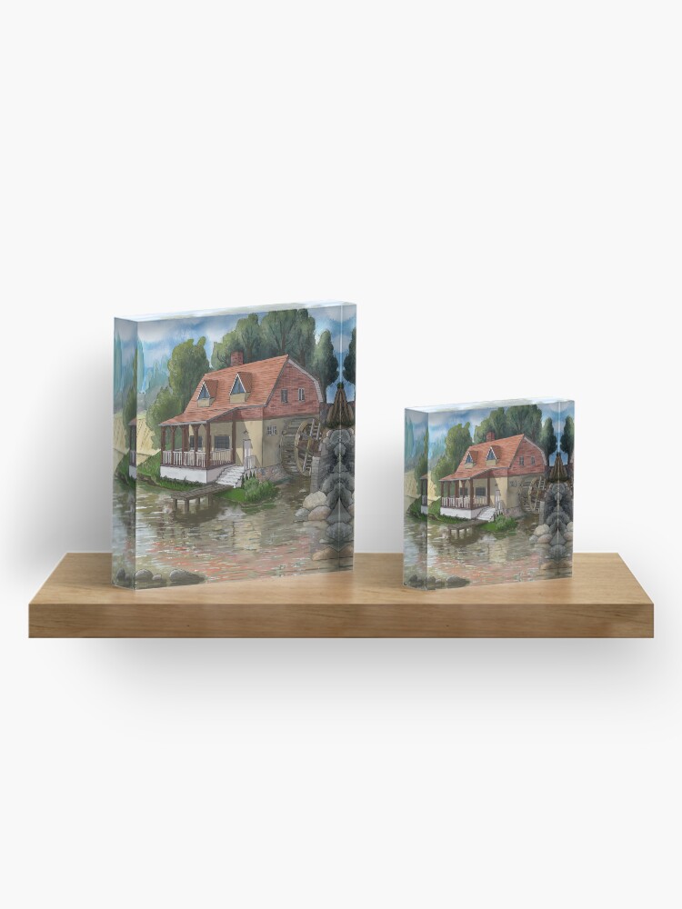 Thumbnail 4 of 5, Acrylic Block, Old water mill by the river designed and sold by MarkozeArts.