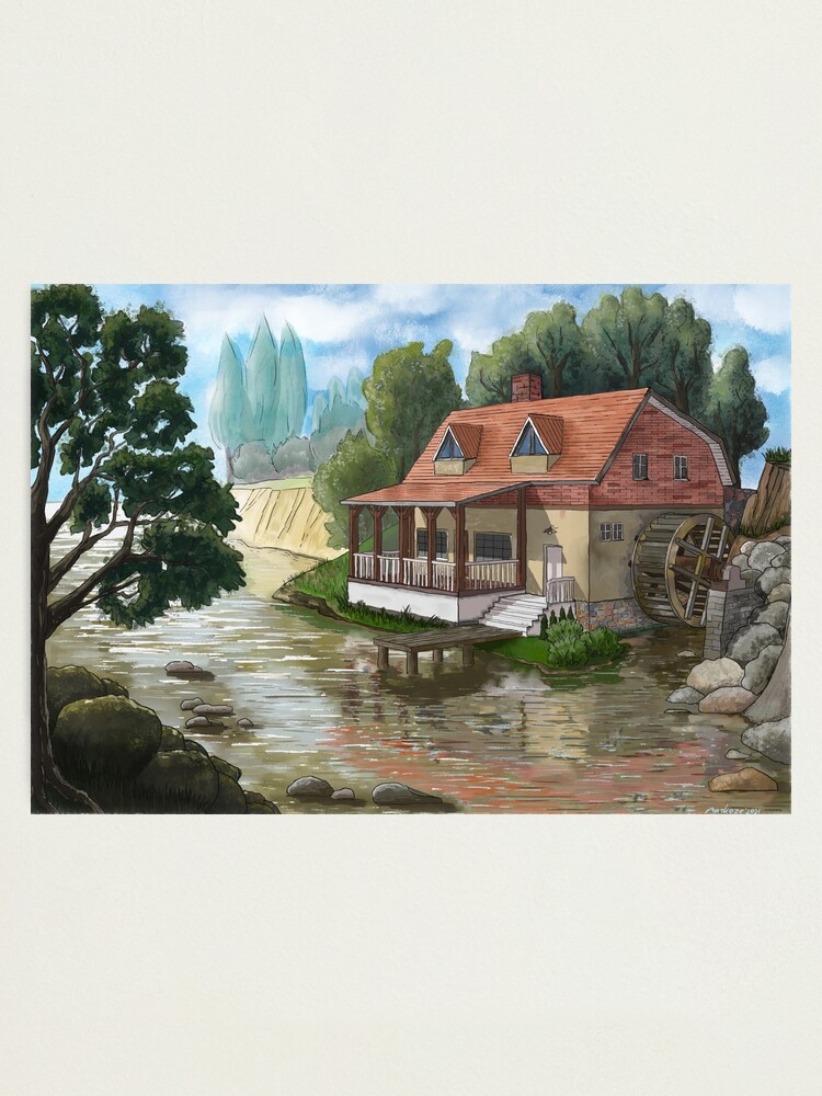 Thumbnail 1 of 3, Photographic Print, Old water mill by the river designed and sold by MarkozeArts.