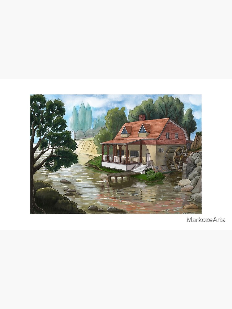 Thumbnail 4 of 4, Zipper Pouch, Old water mill by the river designed and sold by MarkozeArts.