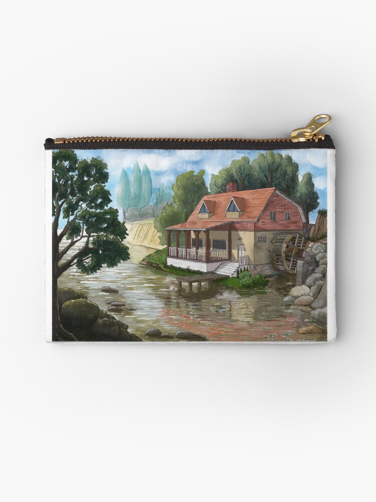 Thumbnail 1 of 4, Zipper Pouch, Old water mill by the river designed and sold by MarkozeArts.