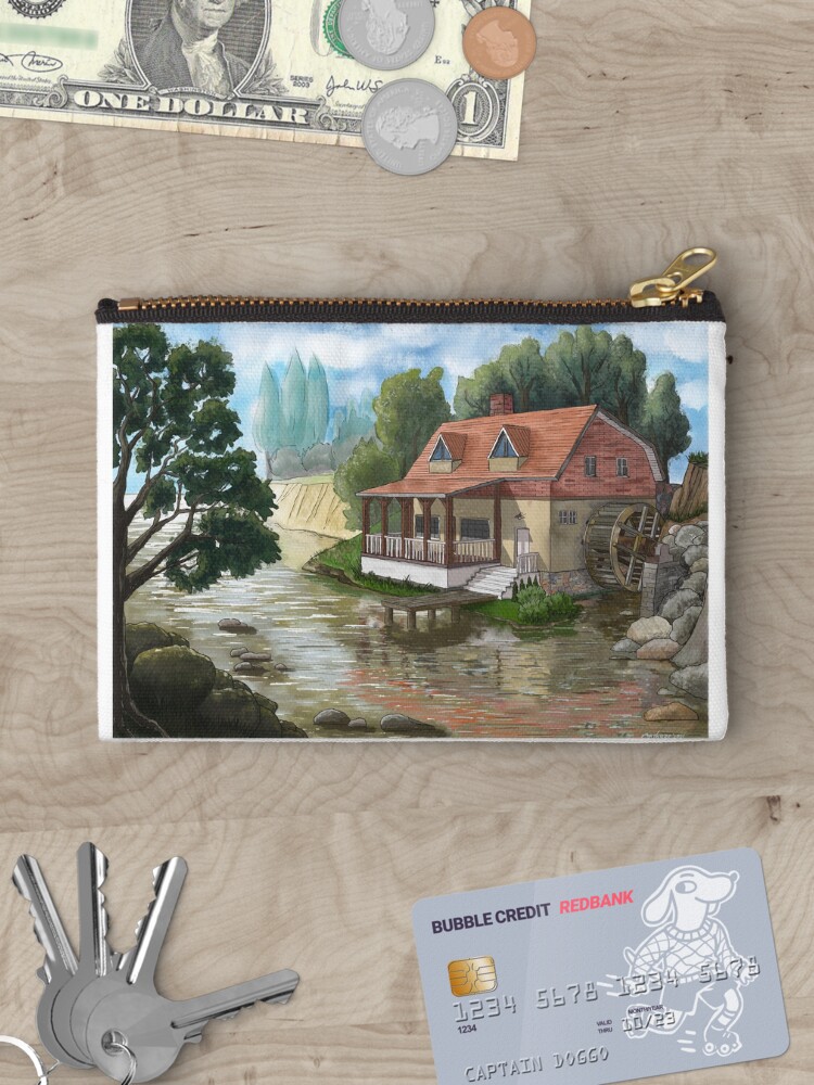 Thumbnail 3 of 4, Zipper Pouch, Old water mill by the river designed and sold by MarkozeArts.