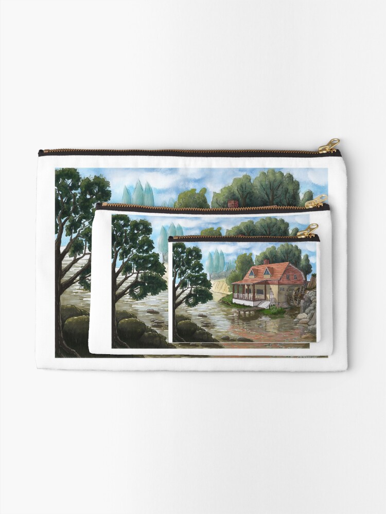 Thumbnail 2 of 4, Zipper Pouch, Old water mill by the river designed and sold by MarkozeArts.