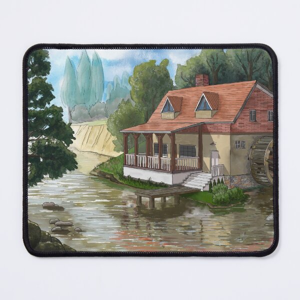 Item preview, Old water mill by the river designed and sold by MarkozeArts.